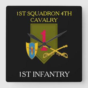 1STE SQUADRON 4E CAVALRY 1ST INFANTRY CLOCK VIERKANTE KLOK