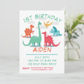 1ste verjaardag Dinosaur Kaart (Staand voorkant)