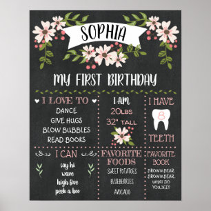1ste verjaardag Poster van de steenslag Rustic Cha