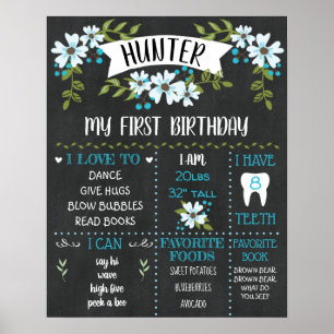 1ste verjaardag Poster van de steenslag Rustic Cha