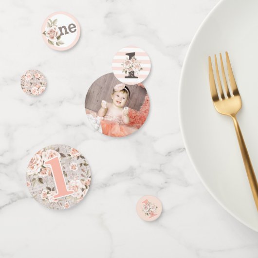 1ste verjaardag Rustic Wood Shabby Chic Rozen Flor Confetti (Groep)