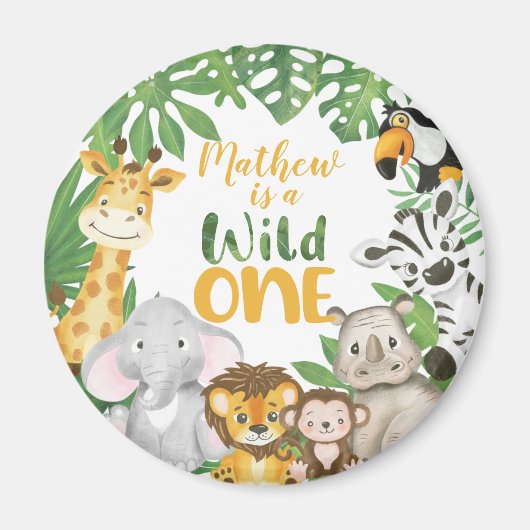 1ste verjaardag Wild One Safari Oerwoud Théming Magneet (Voorkant)