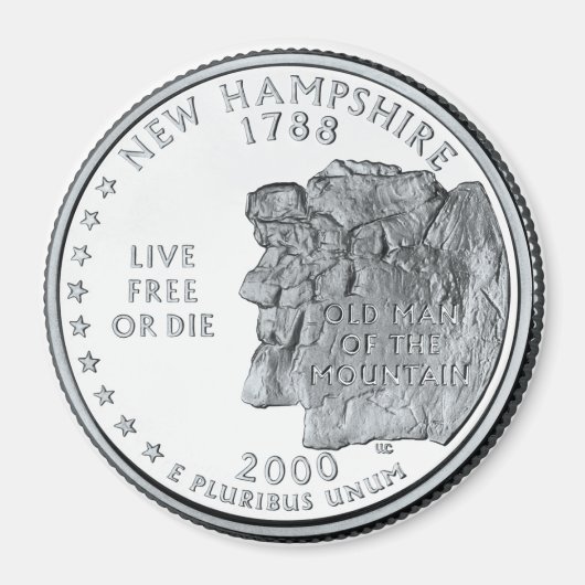 2000 New Hampshire State Quarter magneet (Voorkant)