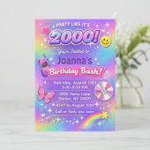 2000's Birthday Party Y2K Invitation Kaart (Staand voorkant)