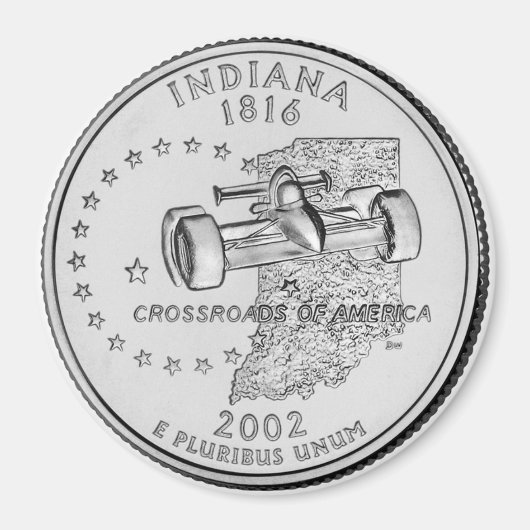 2002 Indiana State Quarter magneet (Voorkant)