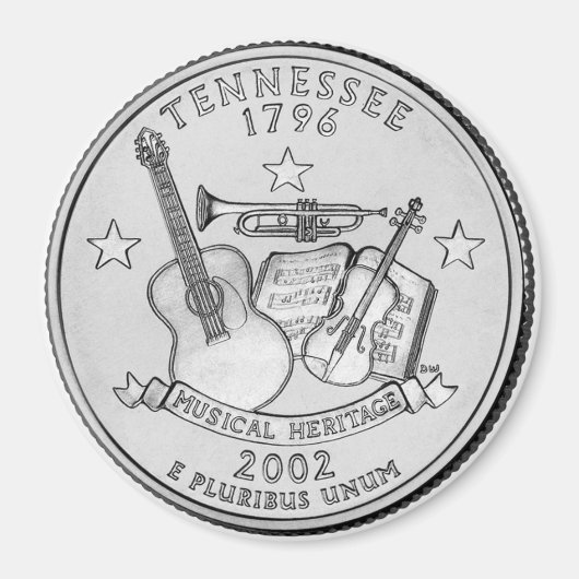 2002 Tennessee State Quarter magneet (Voorkant)
