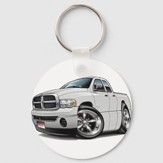 2003-2008 Ram Quad White Truck Sleutelhanger (Voorkant)