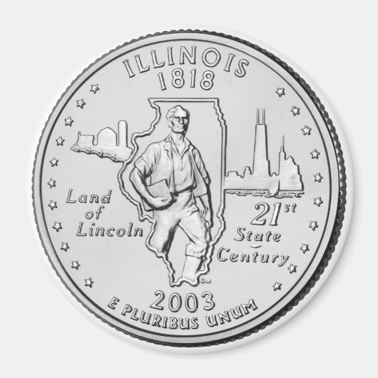 2003 Illinois State Quarter magneet (Voorkant)