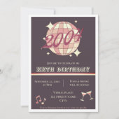 2004 21ste verjaardag retro paarse Uitnodiging (Voorkant)