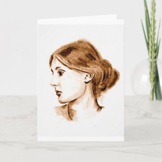 2004 soft pencil drawing of Virginia Woolf card   Kaart (Voorkant)