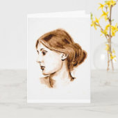 2004 soft pencil drawing of Virginia Woolf card   Kaart (Gele Bloem)