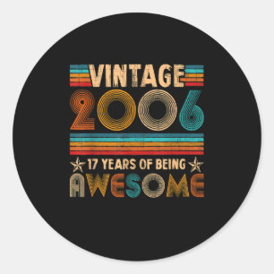  2006 17e verjaardag van cadeaujongens meisjes 17  ronde sticker