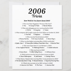 2006 Trivia spel 19e verjaardag partij spel