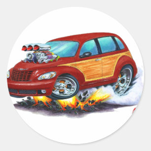 2008-10 PT Cruiser Maroon Woodie Ronde Sticker