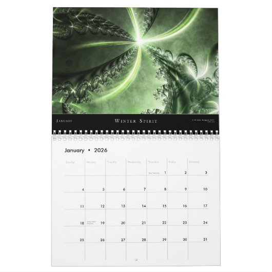 2008 calendriers inspirés de fractales (Jan 2026)