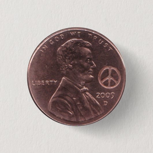 2009 Lincoln Cent PEACE Hippie Birth Year Button (Voorkant)