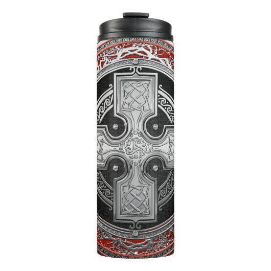 [200] Ancient Celtic Sacred Silver Knot Cross Thermosbeker (Voorkant)