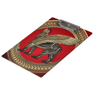 [200] Assyrische Winged Lion: Gold & Black Lamassu Klembord