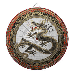 [200] Black and Gold Sacred Eastern Dragon Dartbord