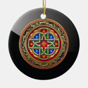 [200] Celtic Cross [Gold+Enamel] Keramisch Ornament