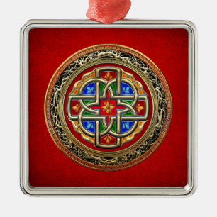 [200] Celtic Cross [Gold+Enamel] Metalen Ornament