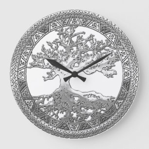 [200] Celtische boom of Life [Zilver] Grote Klok
