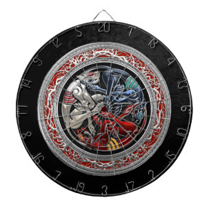 [200] Celtische schatten - Drie honden op zilver Dartbord