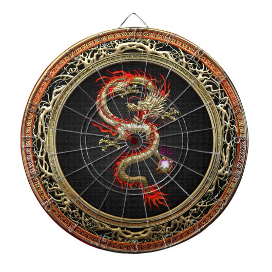 [200] Golden Chinese Dragon Fucanglong Dartbord (Voorkant)