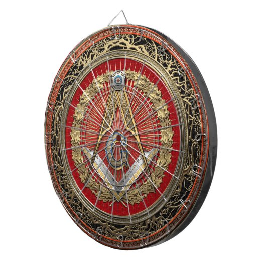 [200] Master Mason - Gold Square & Compass Dartbord (Voorkant Rechts)