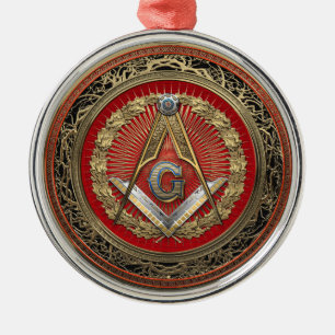 [200] Master Mason - Gold Square & Compass Metalen Ornament