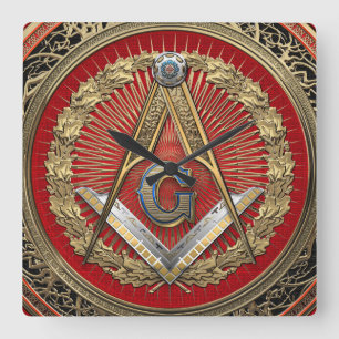 [200] Master Mason - Gold Square & Compass Vierkante Klok