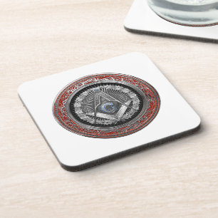 [200] Master Mason - Silver Square & Compass Bier Onderzetter