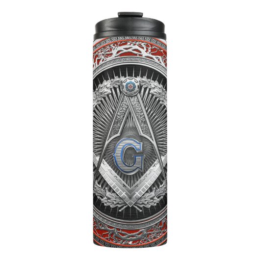 [200] Master Mason - Silver Square & Compass Thermosbeker (Voorkant)