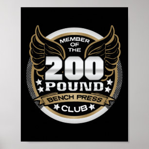 200 Pond Bankdrukclub voor gewichtheffer Gym Poster