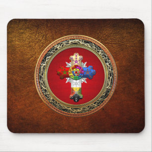 [200] Rosy Cross (Roos Croix) op Red & Gold Muismat