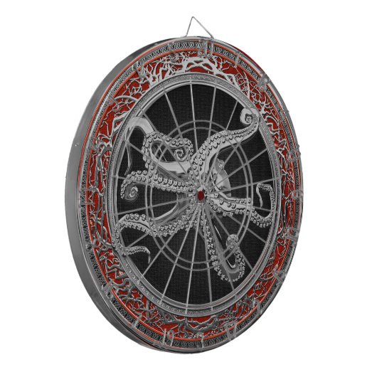 [200] Sacred Silver Octopus in Defensief Posture Dartbord (Voorkant Links)