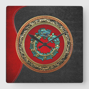 [200] Serpent God Quetzalcoatl [Jade] Vierkante Klok