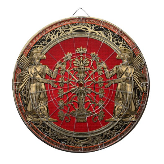 [200] Twee goudniurtas met levensboom Dartbord (Voorkant)