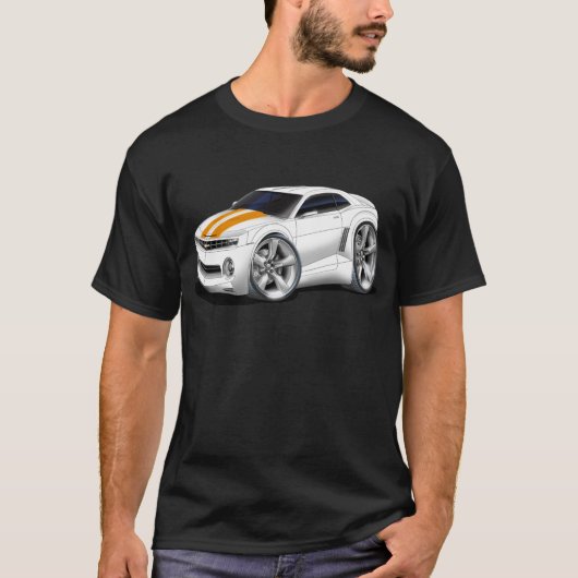 2010-2011 Camaro White-Oranje Car T-shirt (Voorkant)