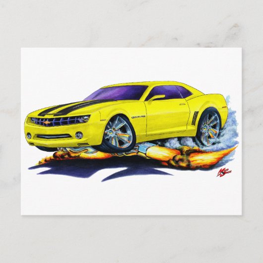 2010 Camaro Yellow-Black Car Briefkaart (Voorkant)