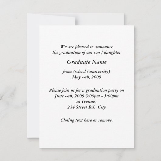 2010 invitations d'obtention du diplôme - W (Dos)