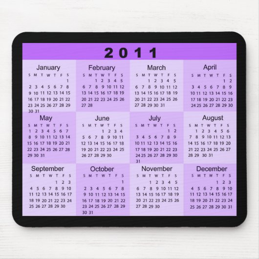 2011 Jaar bij een Kalender van de Blik Muismat (Voorkant)