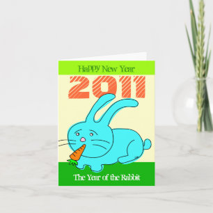 2011 Jaar van de konijnenkaart Rabbit Eat Carrot Feestdagen Kaart