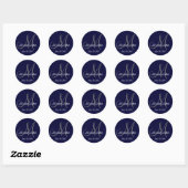 2011 Monogram Bruiloft Namen Opslaan Datum Marine  Ronde Sticker (Vel)