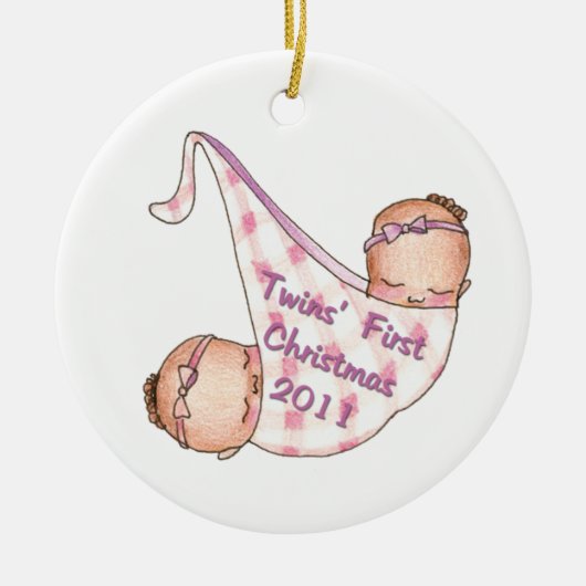 2011 Twins First Kerstornament Keramisch Ornament (Voorkant)