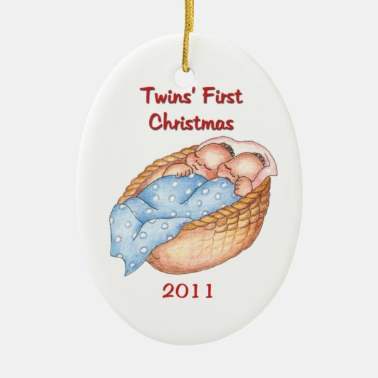 2011 Twins FIrst-kerstversiering Keramisch Ornament (Voorkant)