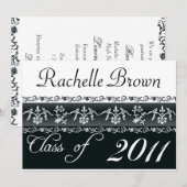 2011 Zwart en Wit Afstudeerkaart Aankondiging (Voorkant / Achterkant)