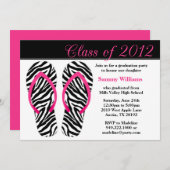 2012 Graduation Party roze Black Zebra Teenslipper Kaart (Voorkant / Achterkant)
