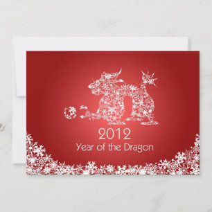 2012 Happy Chinese New Year Dragon Red Card Feestdagenkaart