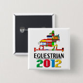2012: Paardensport Vierkante Button 5,1 Cm (Voorkant /achterkant)